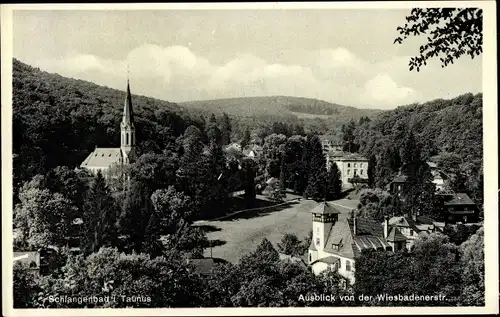 Ak Schlangenbad im Taunus Hessen, Ausblick von der Wiesbadener Straße