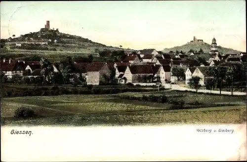 Ak Gießen an der Lahn Hessen, Vetzberg und Gleiberg, Blick auf den Ort