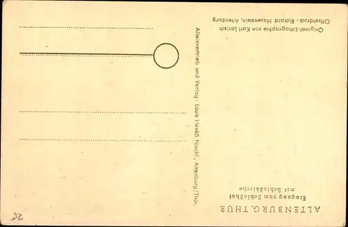 Steindruck Ak Altenburg in Thüringen, Eingang zum Schlosshof