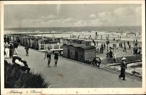 Ak Norderney in Ostfriesland, Strandkabinen, Partie am Strand