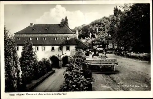 Ak Eltville am Rhein Hessen, Kloster Eberbach, Pforten-Restaurant, Terrasse