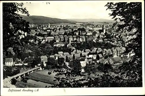 Ak Arnsberg Hochsauerlandkreis, Panoramablick auf die Neustadt