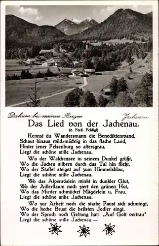 Lied Ak Feldigl, Ferd., Jachenau in Oberbayern, Das Lied von der Jachenau