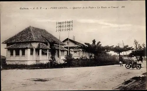 Ak Port Gentil Gabun, Quartier de la Poste, La Route en Ciment, Postamt