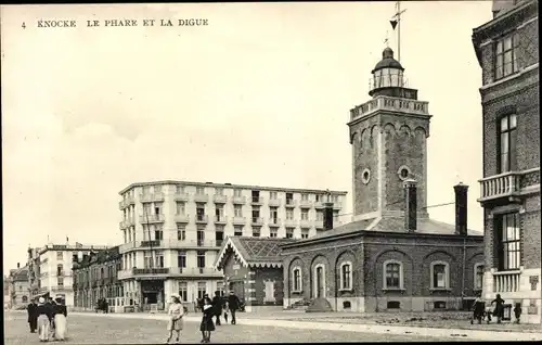 Ak Knokke Heist Heyst Knocke sur Mer Westflandern, Le Phare, La Digue