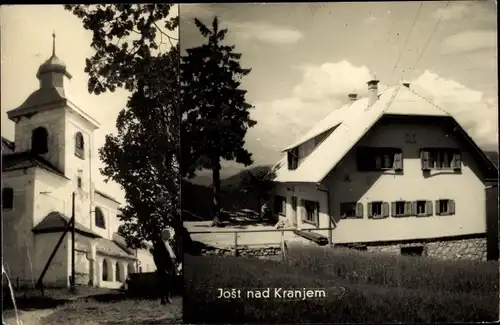 Ak Sveti Jošt nad Kranjem Slowenien, Wohnhaus, Kirche