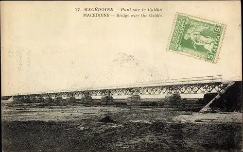 Ak Mazedonien, Pont sur le Galiko, Brücke über dem Fluss