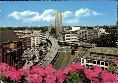 Ak Düsseldorf am Rhein, Hochstraße und Thyssenhaus