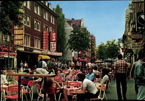 Ak Düsseldorf am Rhein, Bolkerstraße, Gäste auf der Terrasse, Geschäfte