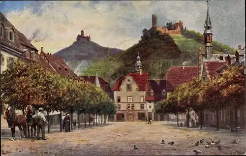 Künstler Ak Weinheim an der Bergstraße Baden, Marktplatz