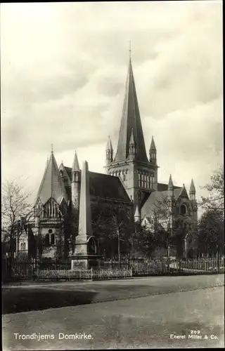 Ak Trondhjem Norwegen, Blick auf die Domkirche, Domkirke