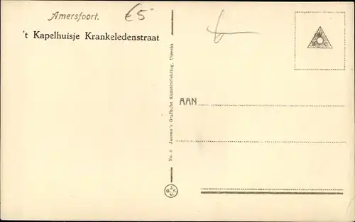 Ak Amersfoort Utrecht Niederlande, 't Kapelhuisje Krankeledenstraat