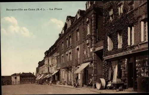 Ak Bacqueville en Caux Seine Maritime, La Place