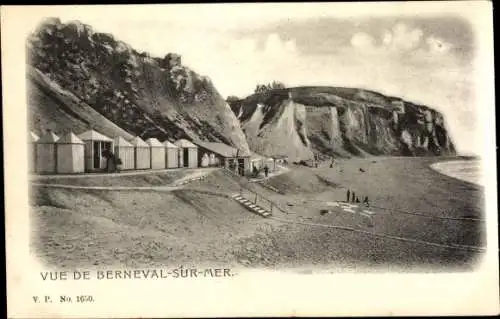 Ak Berneval sur Mer Seine Maritime, Strandpartie