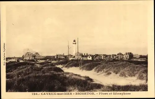 Ak Cayeux sur Mer Somme, Brighton, Phare et Semaphore
