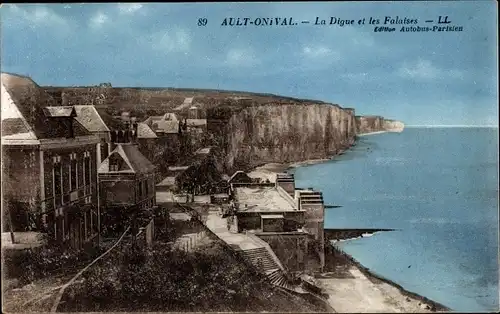 Ak Onival Ault Somme, La Digue et les Falaises