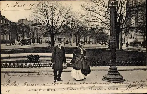 Ak Paris, Scenes Parisiennes, En Attendant le Tramway