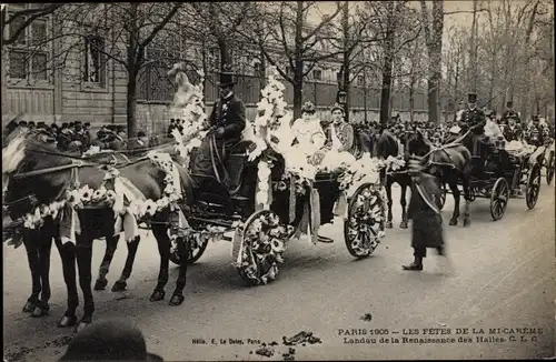 Ak Paris, Les Fetes de la Mi Careme 1905, Landau de la Renaissance des Halles