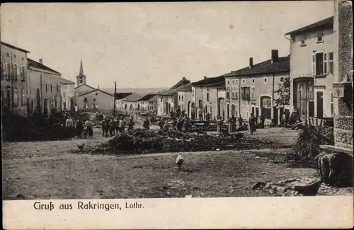 Ak Racrange Rakringen Lothringen Moselle, Straßenpartie, 1. WK