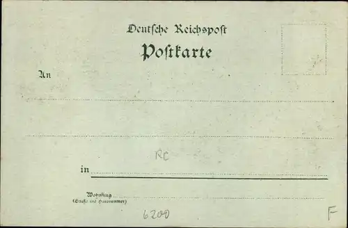 Mondschein Litho Wiesbaden in Hessen, Blick vom Neroberg, Kursaalplatz, Kapelle