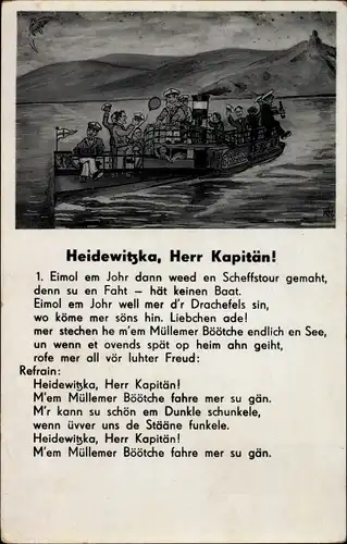 Lied Ak Heidewitzka, Herr Kapitän, Karl Berbuer, Rhein, Drachenfels