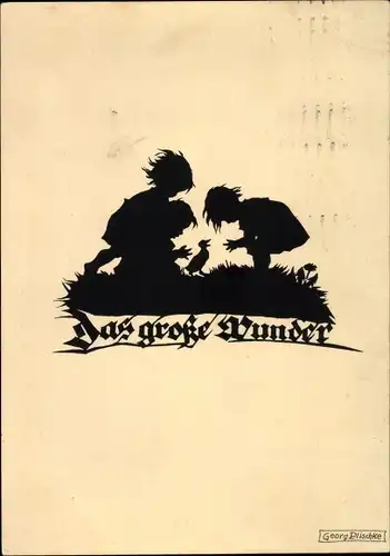 Scherenschnitt Ak Plischke, Georg, Das große Wunder, Kinder, Nr. 130