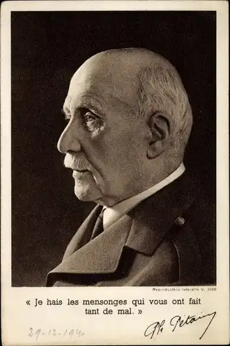 Ak Portrait du President Francais Philippe Petain