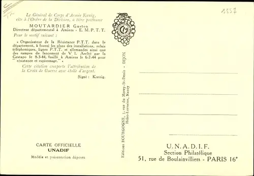 Maximum Ak Gaston Moutardier 1889-1944, Organisateur de la Résistance PTT