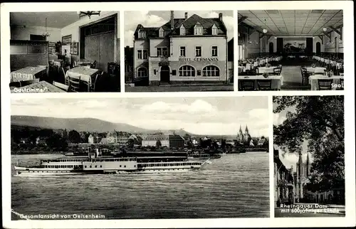 Ak Geisenheim am Rhein Hessen, Hotel Germania, Bes. Ewald Petri, Salondampfer