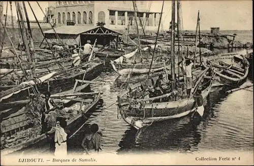 Ak Dschibuti, Barques de Somalis, Segelboote an der Anlegestelle