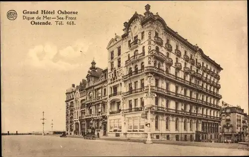 Ak Oostende Ostende Westflandern, Grand Hotel Osborne, Digue de Mer