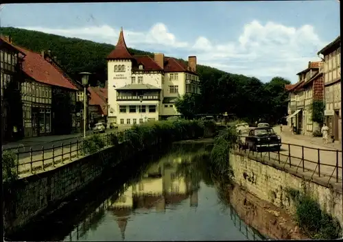 Ak Bad Salzdetfurth in Niedersachsen, Straßenpartie, Hotel Kronprinz, Flussblick