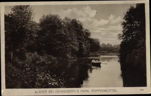 Ak Hamburg Wandsbek Poppenbüttel, Alster bei Henneberg's Park