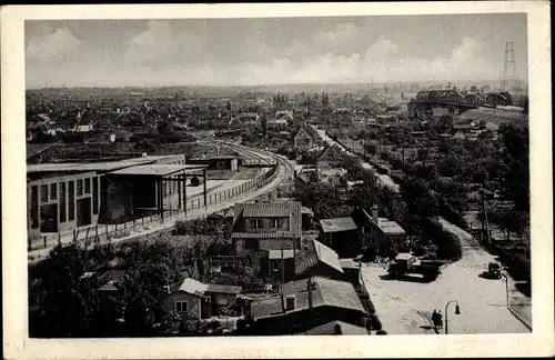 Ak Hamburg Bergedorf Moorfleet, Blick auf den Stadtteil, LKW, Brücke, Eisenbahnschienen