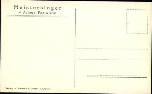 Ak Bayreuth in Oberfranken, Meistersinger, Bühnenfestspielhaus Dekoration, 4. Aufzug: Festwiese