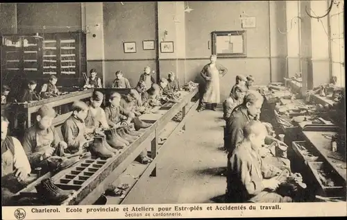 Ak Charleroi Wallonien Hennegau, Ecole & Ateliers p. Estropiés et Accidentés du travail, Cordonnerie