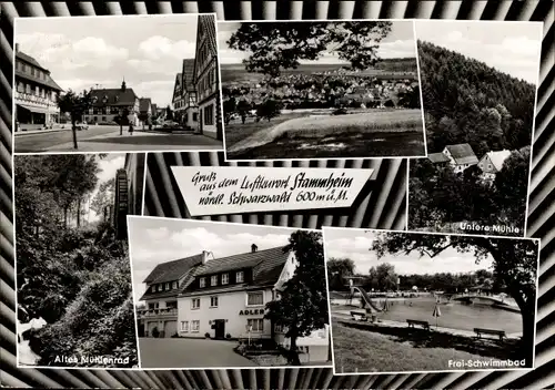 Ak Stammheim Calw im Nordschwarzwald Untere Mühle altes Mühlenrad Freischwimmbad