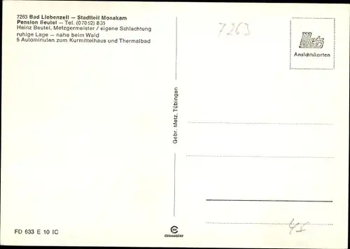 Ak Monakam Bad Liebenzell im Schwarzwald, Pension Beutel