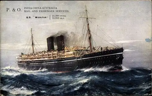 Künstler Ak Peninsular & Oriental Steam Navigation, P&O, Paquebot S.S. Mooltan