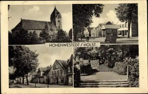 Ak Hohenwestedt in Holstein, Kirche, Parkpartie, Straßenpartie