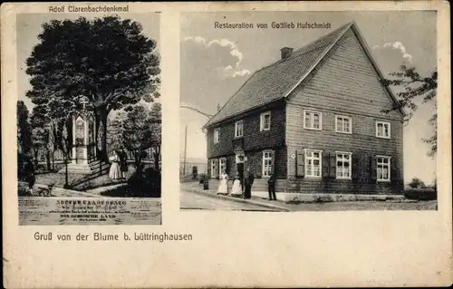 Ak Blume Obergarschagen Remscheid im Bergischen Land, Restauration, Adolf Clarenbach Denkmal