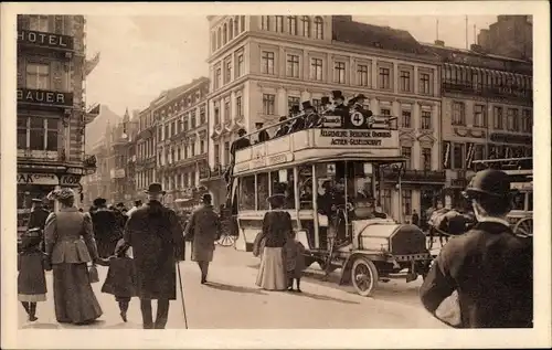 Ak Berlin Mitte, Unter den Linden, Automobil Omnibus Linie 4, ABOAG