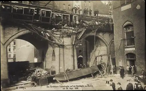Ak Berlin Kreuzberg, Gleisdreieck, Hochbahn Katastrophe 1908