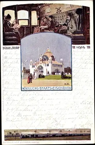 Künstler Ak Düsseldorf am Rhein, Ausstellung 1902, Königliche Staatseisenbahn