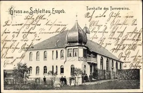 Ak Schlettau im Erzgebirge, Turnhalle des Turnvereins