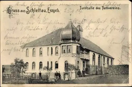 Ak Schlettau im Erzgebirge, Turnhalle des Turnvereins