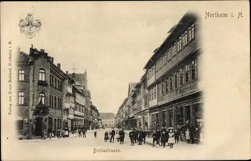 Ak Northeim in Niedersachsen, Breitestraße, Geschäft F. Matthies, L. Francke, Anwohner