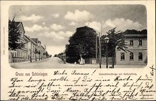 Ak Schöningen am Elm Helmstedter Straße Heidenkönig