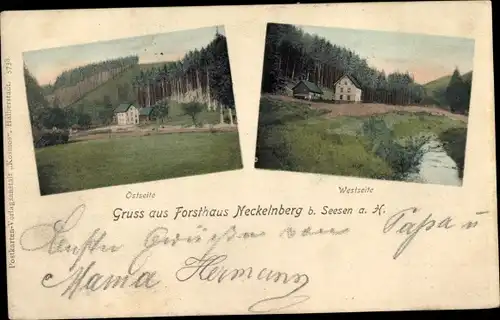 Ak Seesen am Harz Forsthaus Neckelnberg Ostseite Westseite