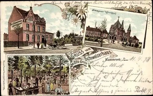 Litho Hannover in Niedersachsen, Restaurant Schweizerhaus, Stöckener Kirchhof